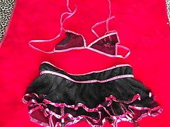 Black and Pink Fishnet Bikini Top and Skirt Set Review
